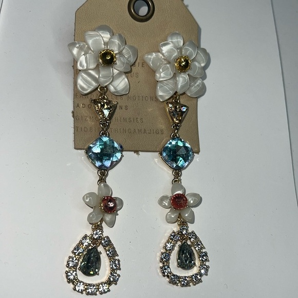 Anthropology Crystal 4” Chandelier Earrings - New - Picture 2 of 6